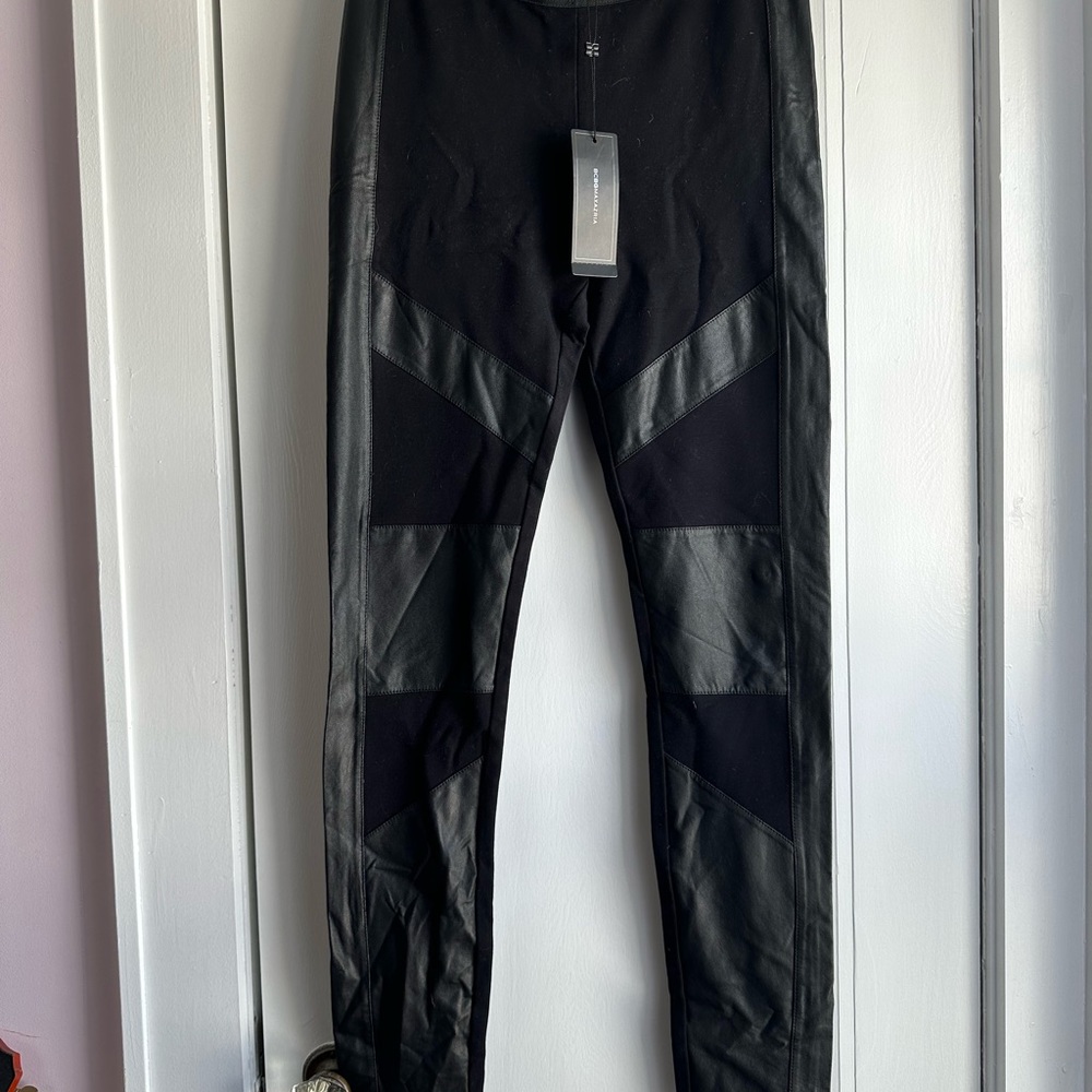 BCBG black faux leather and spandex leggings